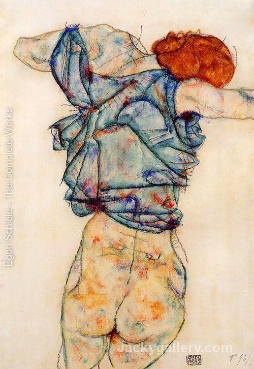 Woman Undressing by Egon Schiele paintings reproduction